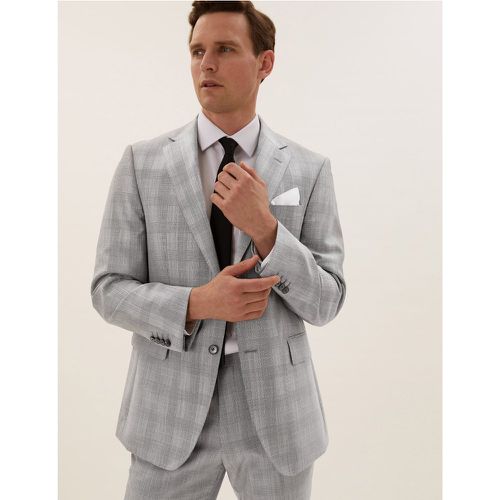 Checked Tailored Fit Wool Jacket grey - Marks & Spencer - Modalova