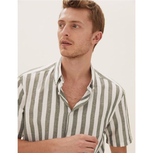 Easy Iron Linen Striped Shirt green - Marks & Spencer - Modalova