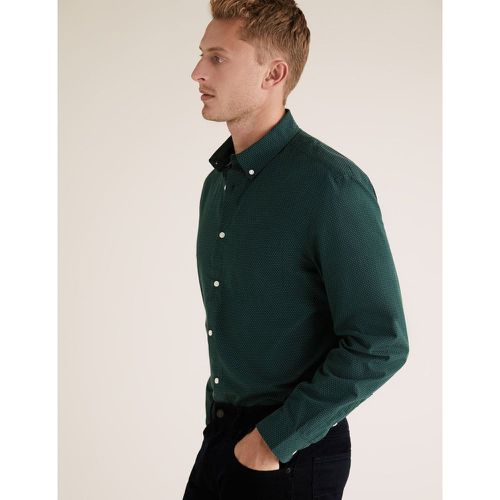 Pure Cotton Polka Dot Shirt green - Marks & Spencer - Modalova