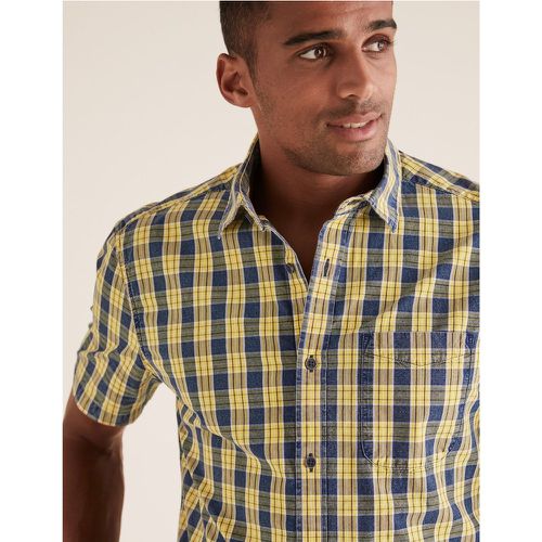 Pure Cotton Checked Shirt yellow - Marks & Spencer - Modalova