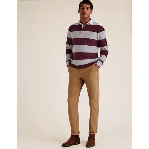 Cotton Striped Long Sleeve Rugby Top grey - Marks & Spencer - Modalova