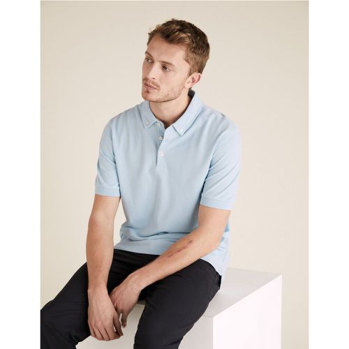 Pure Cotton Pique Polo Shirt blue - Marks & Spencer - Modalova