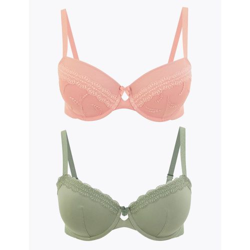 Pk Embroidered Padded Plunge Bras DD-GG pink - Marks & Spencer - Modalova