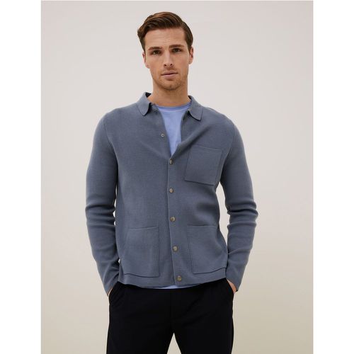 Cotton Popper Knitted Jacket blue - Marks & Spencer - Modalova