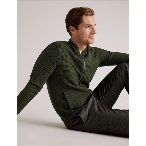 Cotton Modal Textured Knitted Bomber green - Marks & Spencer - Modalova