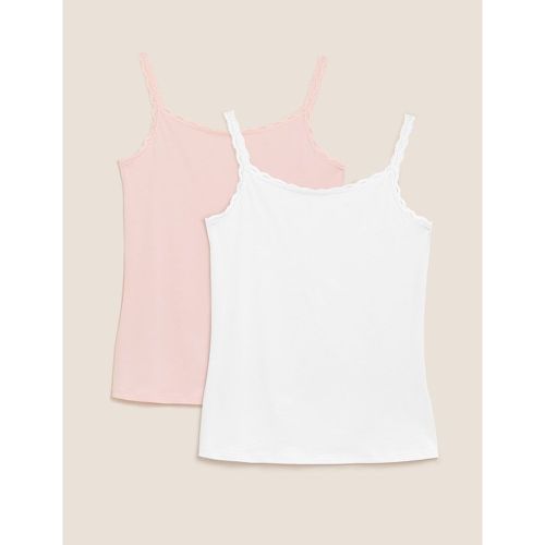 Pk Cotton Lace Trim Vest pink - Marks & Spencer - Modalova
