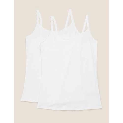 Pk Cotton Lace Trim Vest white - Marks & Spencer - Modalova