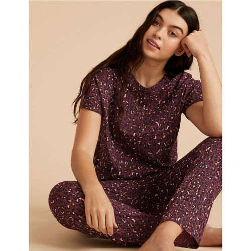 Pure Cotton Animal Print Pyjama Set purple - Marks & Spencer - Modalova