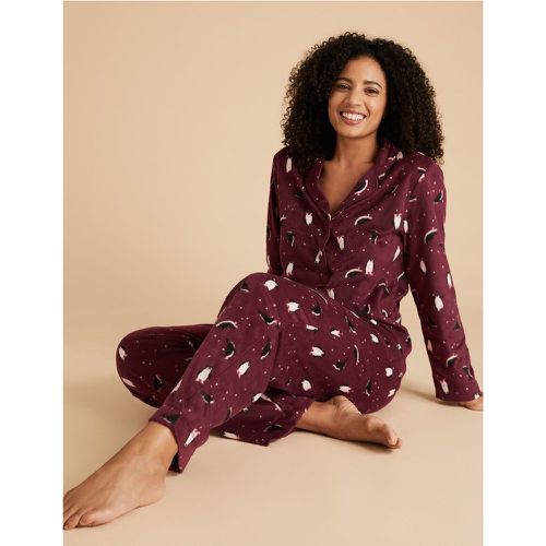 Fleece Penguin Print Pyjama Set purple - Marks & Spencer - Modalova