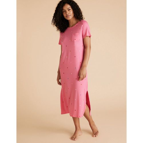 Cotton Modal Star & Heart Nightdress pink - Marks & Spencer - Modalova