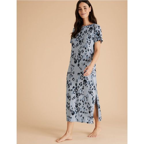Cotton Animal Print Long Nightdress blue - Marks & Spencer - Modalova