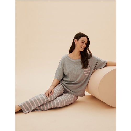 Cotton Stripe Pyjama Set grey - Marks & Spencer - Modalova