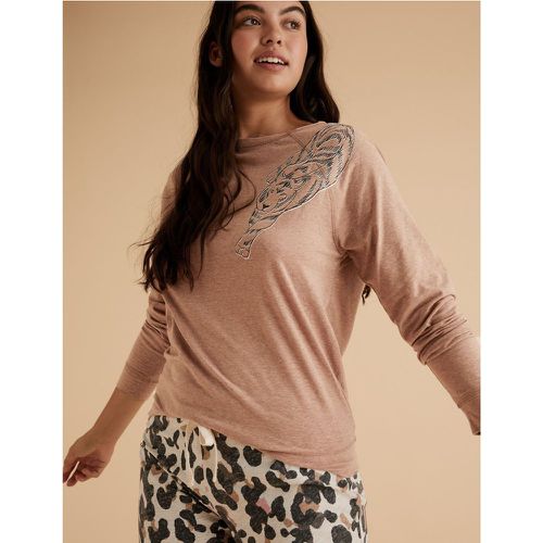 Cotton Tiger Print Pyjama Top brown - Marks & Spencer - Modalova