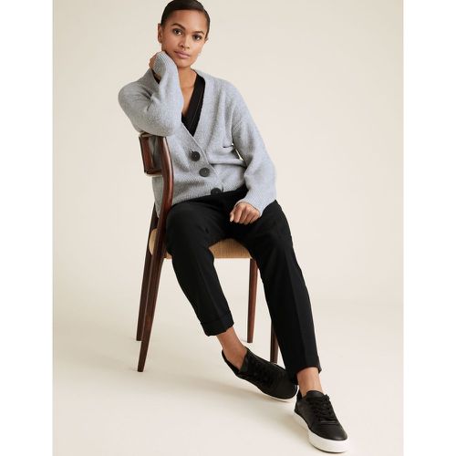 Cotton Knitted V-Neck Relaxed Cardigan grey - Marks & Spencer - Modalova