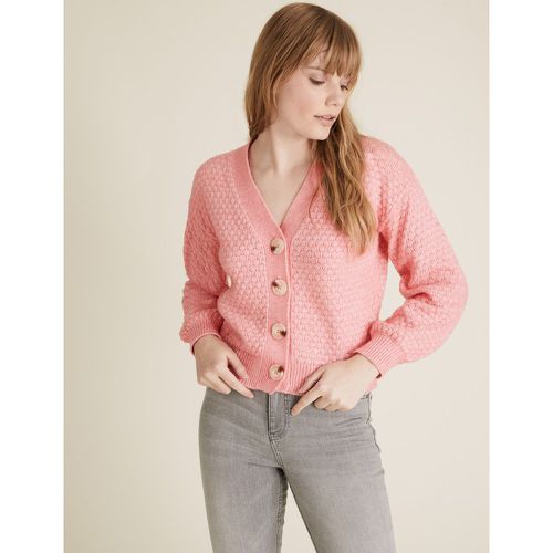 Textured V-Neck Button Front Cardigan pink - Marks & Spencer - Modalova