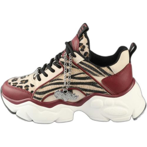 Eigenschaften :auffällige Low-Top-Sneakerveganes Wildleder, Fell und Nappaelegantes Leopardenmuster, um Aufmerksamkeit zu erregensilberne Kette und C - MAG11452281 - Modalova