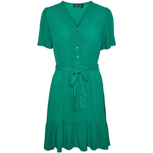 Tie-Waist Mini Dress with V-Neck - Pieces - Modalova