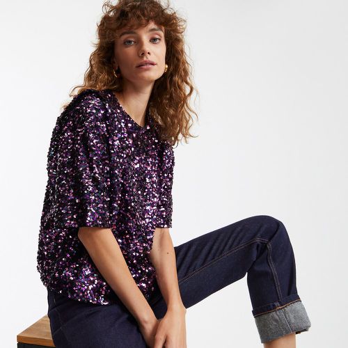 Recycled Sequin Blouse with Crew Neck and Short Sleeves - LA REDOUTE COLLECTIONS - Modalova