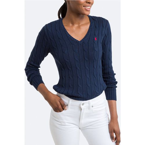 Cotton Cable Knit Jumper with V-Neck - Polo Ralph Lauren - Modalova