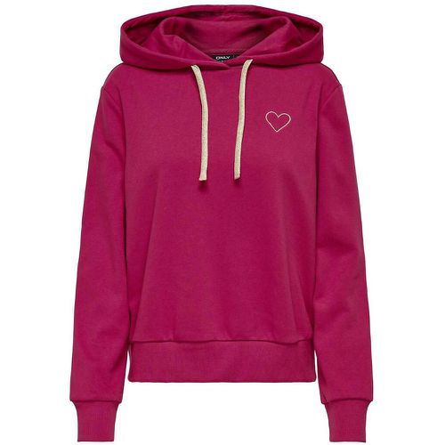 Heart Print Hoodie in Cotton Mix - Only - Modalova