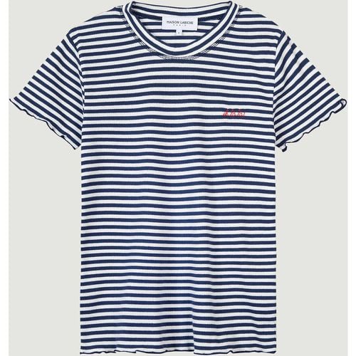 Striped Organic Cotton T-Shirt with Crew Neck and Short Sleeves - MAISON LABICHE - Modalova