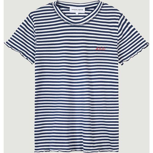 Striped Organic Cotton T-Shirt with Short Sleeves and Crew Neck - MAISON LABICHE - Modalova