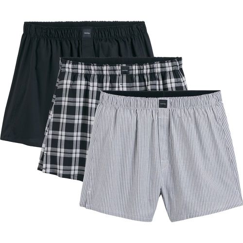 Pack of 3 Boxers with Elasticated Waist, Striped/Checked Cotton - Calvin Klein Underwear - Modalova