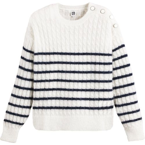 Cable Knit Jumper with Breton Stripes in Alpaca Mix - LA REDOUTE COLLECTIONS - Modalova