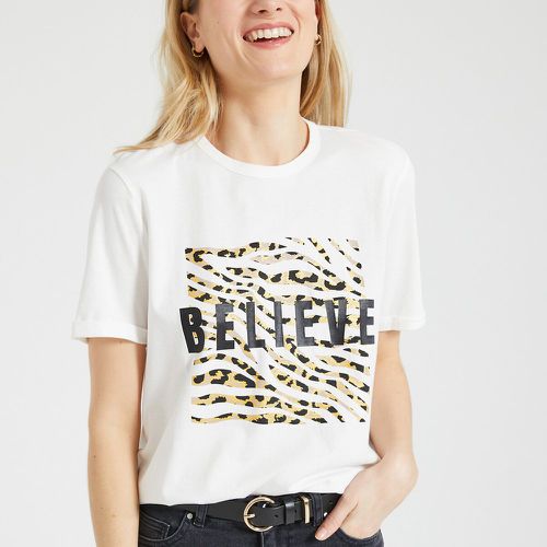 Cotton Slogan Print T-Shirt with Crew Neck - Only - Modalova