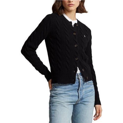 Wool/Cashmere Buttoned Cardigan in Cable Knit with Crew Neck - Polo Ralph Lauren - Modalova