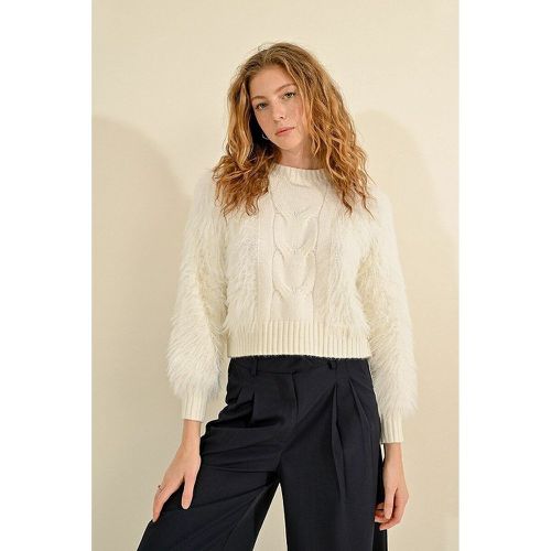 Cable Knit Jumper with Textured Sleeves - MOLLY BRACKEN - Modalova