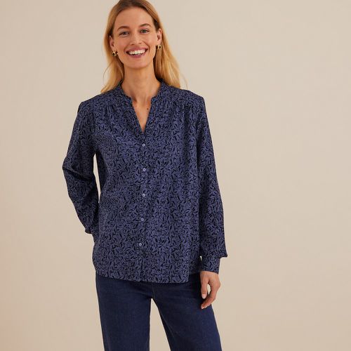 Floral Print Velour Blouse with Grandad Collar - Anne weyburn - Modalova