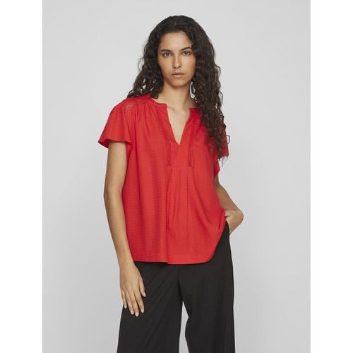 Short Sleeve V-Neck Blouse - Vila - Modalova