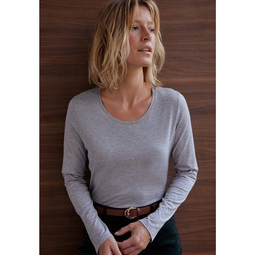 Cotton Blend T-Shirt with Crew Neck and Long Sleeves - Anne weyburn - Modalova