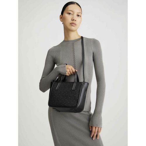 Small Monogram Tote Bag with Top Handle and Shoulder Strap - Calvin Klein - Modalova