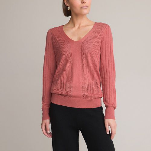 Fine Pointelle Knit Jumper with V-Neck - Anne weyburn - Modalova