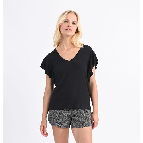 Ruffled Sleeve T-Shirt with V-Neck - MOLLY BRACKEN - Modalova