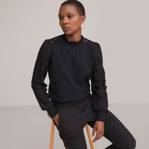 High Neck Jumper in Fine Knit with Lace Detail - Anne weyburn - Modalova