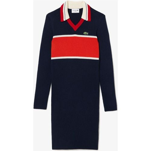 Contrasting Striped Polo Dress in Wool with Embroidered Logo - Lacoste - Modalova