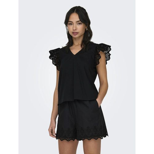 Cotton V-Neck Blouse with Short Ruffled Sleeves - Only - Modalova