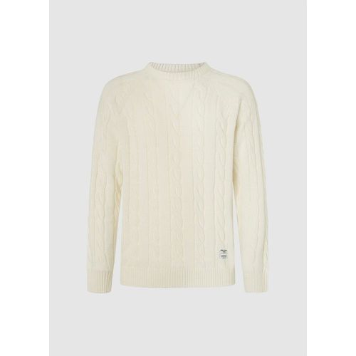 Cotton Mix Jumper in Cable Knit with Crew Neck - Pepe Jeans - Modalova