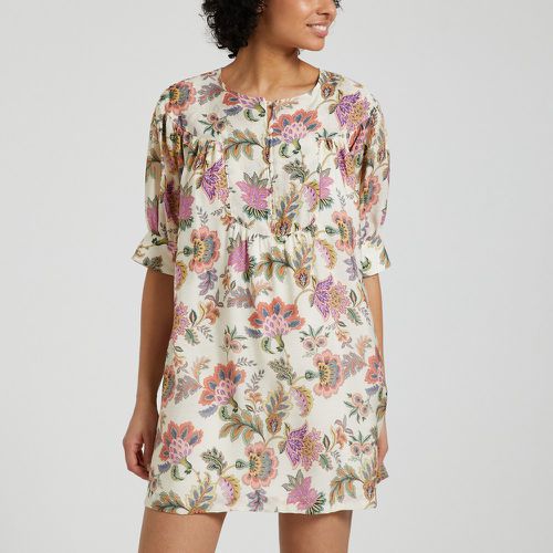 Floral Mini Dress with 3/4 Length Sleeves - SEE U SOON - Modalova