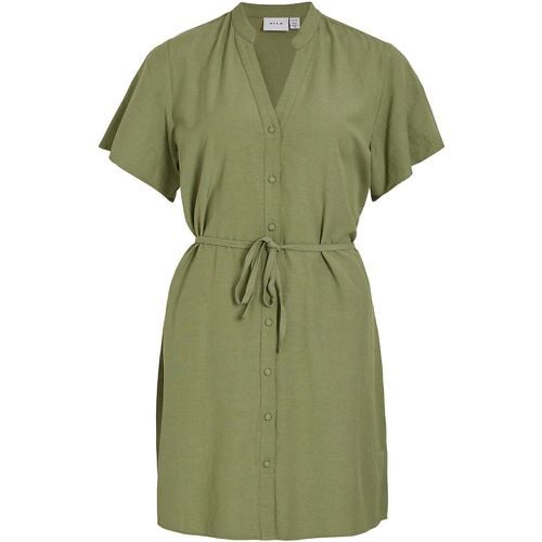 Tie-Waist Shirt Dress with Short Sleeves - Vila - Modalova