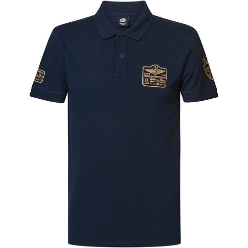 Logo Print Polo Shirt in Cotton with Short Sleeves - PETROL INDUSTRIES - Modalova