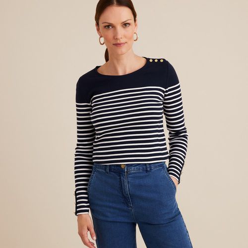 Breton Striped Cotton T-Shirt with Crew Neck and Long Sleeves - Anne weyburn - Modalova