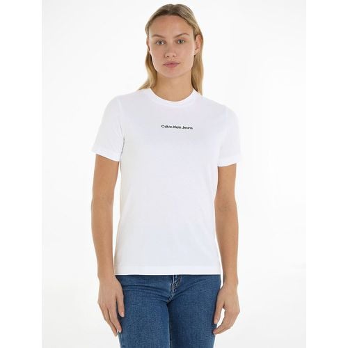 Cotton Mock Neck T-Shirt with Short Sleeves - Calvin Klein Jeans - Modalova