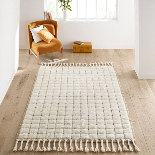 Ladama Checkered Fringed Wool Rug - LA REDOUTE INTERIEURS - Modalova