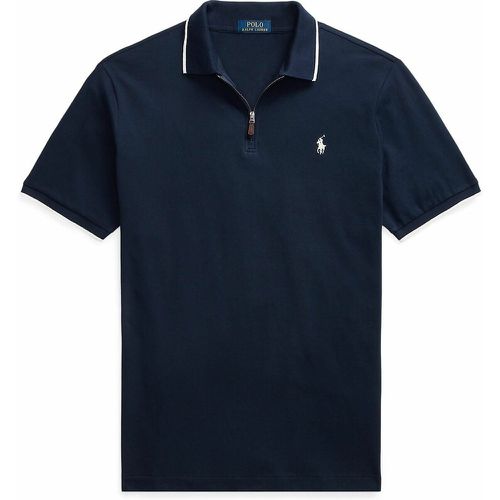 Cotton Pique Polo Shirt with Zip Neck - Polo Ralph Lauren - Modalova