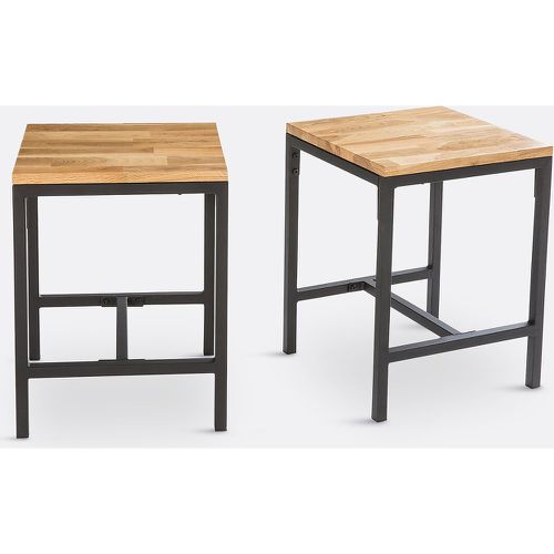 Set of 2 Hiba Solid Oak & Steel Stools - LA REDOUTE INTERIEURS - Modalova