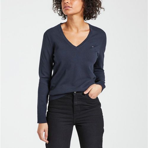 Fine Knit Jumper with V-Neck in Cotton Blend - Tommy Hilfiger - Modalova